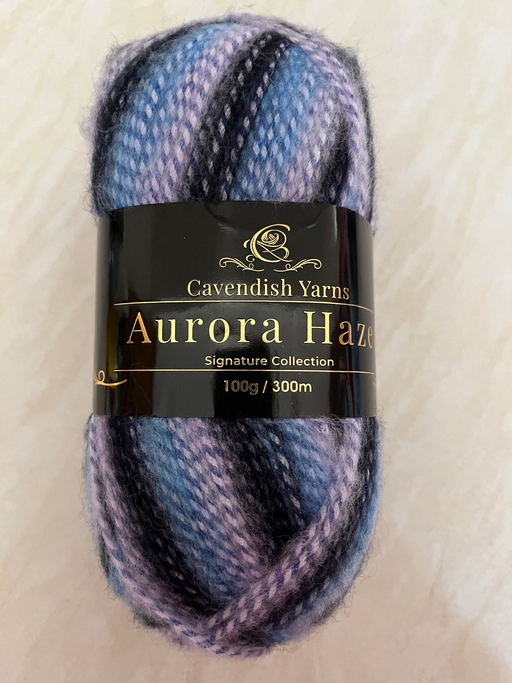 Cavendish yarns aurora haze in midnight sky 100g, 300m, 39% acrylic 35% polyamide 26% polyester, Aran weight