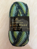 Cavendish yarns aurora haze in swamp queen 100g, 300m, 39% acrylic 35% polyamide 26% polyester, Aran weight