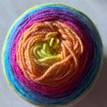 Cavendish yarns cakes rainbow 100g, 360m, 100% acrylic double knit.
