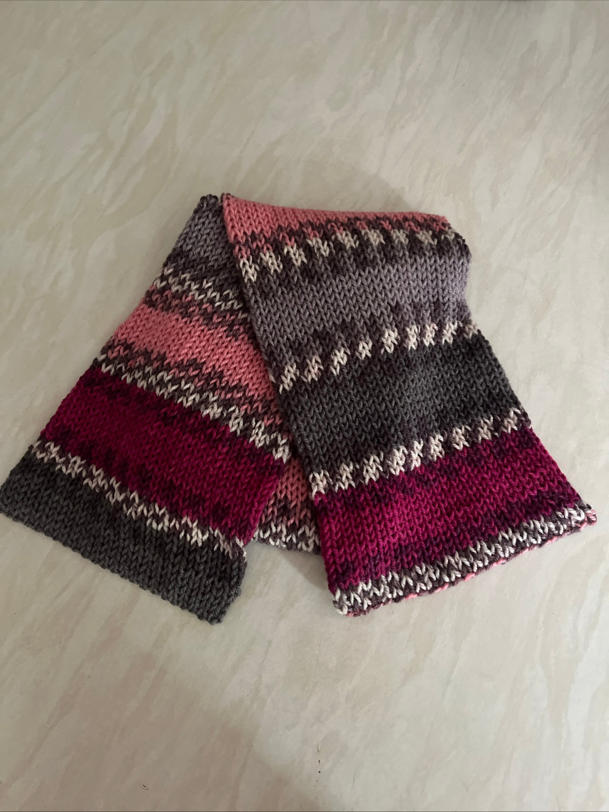 Toddler pink and grey stripped scarf 1M