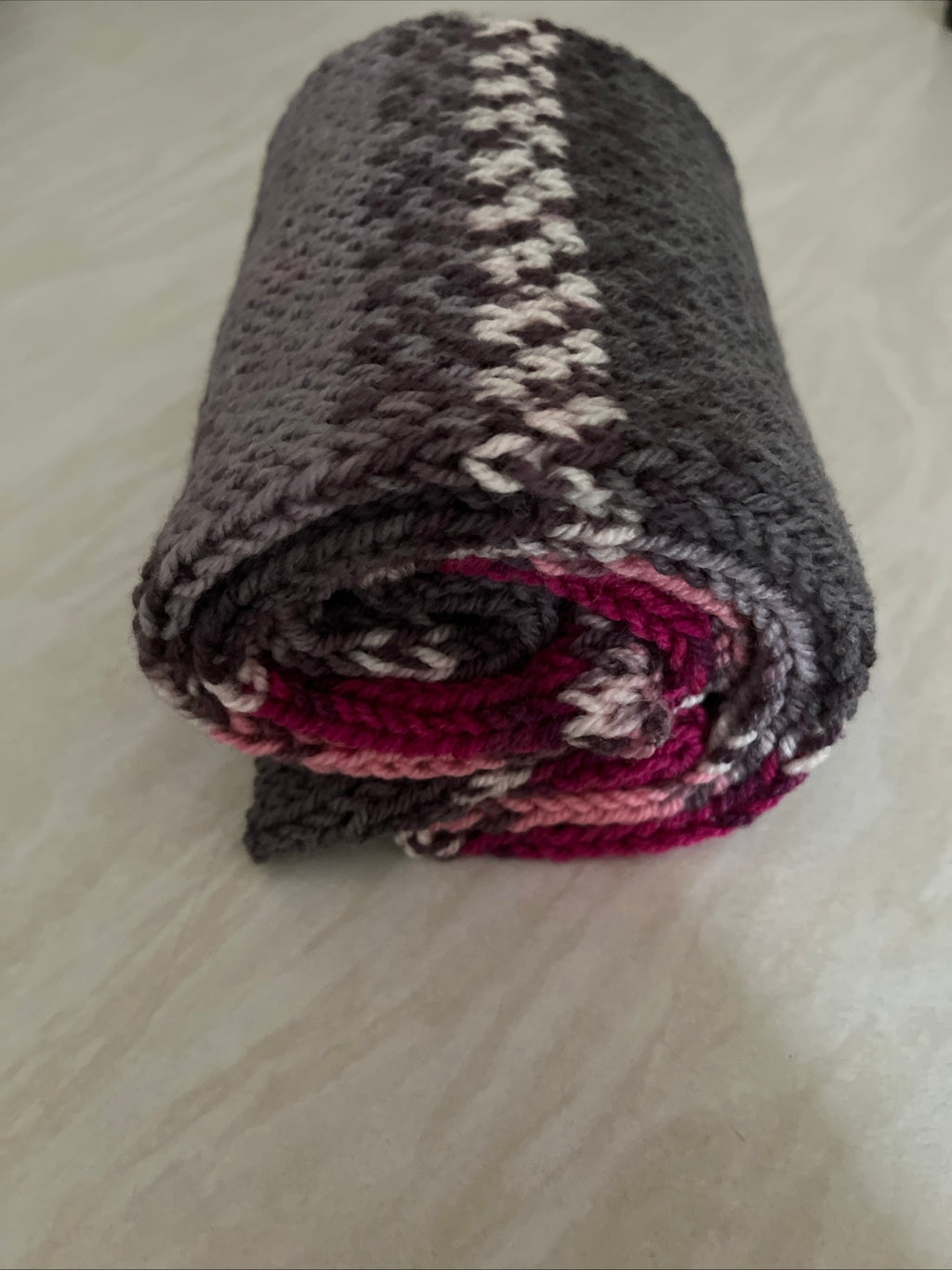 Toddler pink and grey stripped scarf 1M