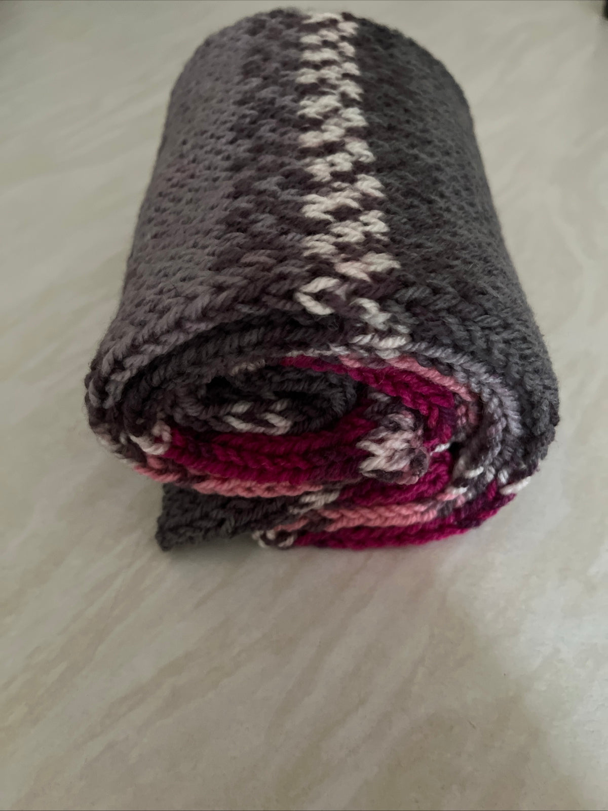 Toddler pink and grey stripped scarf 1M