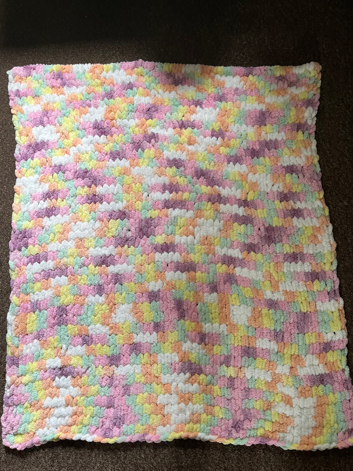 Beautiful meadow coloured handmade chenille blanket 1.2M x 1M