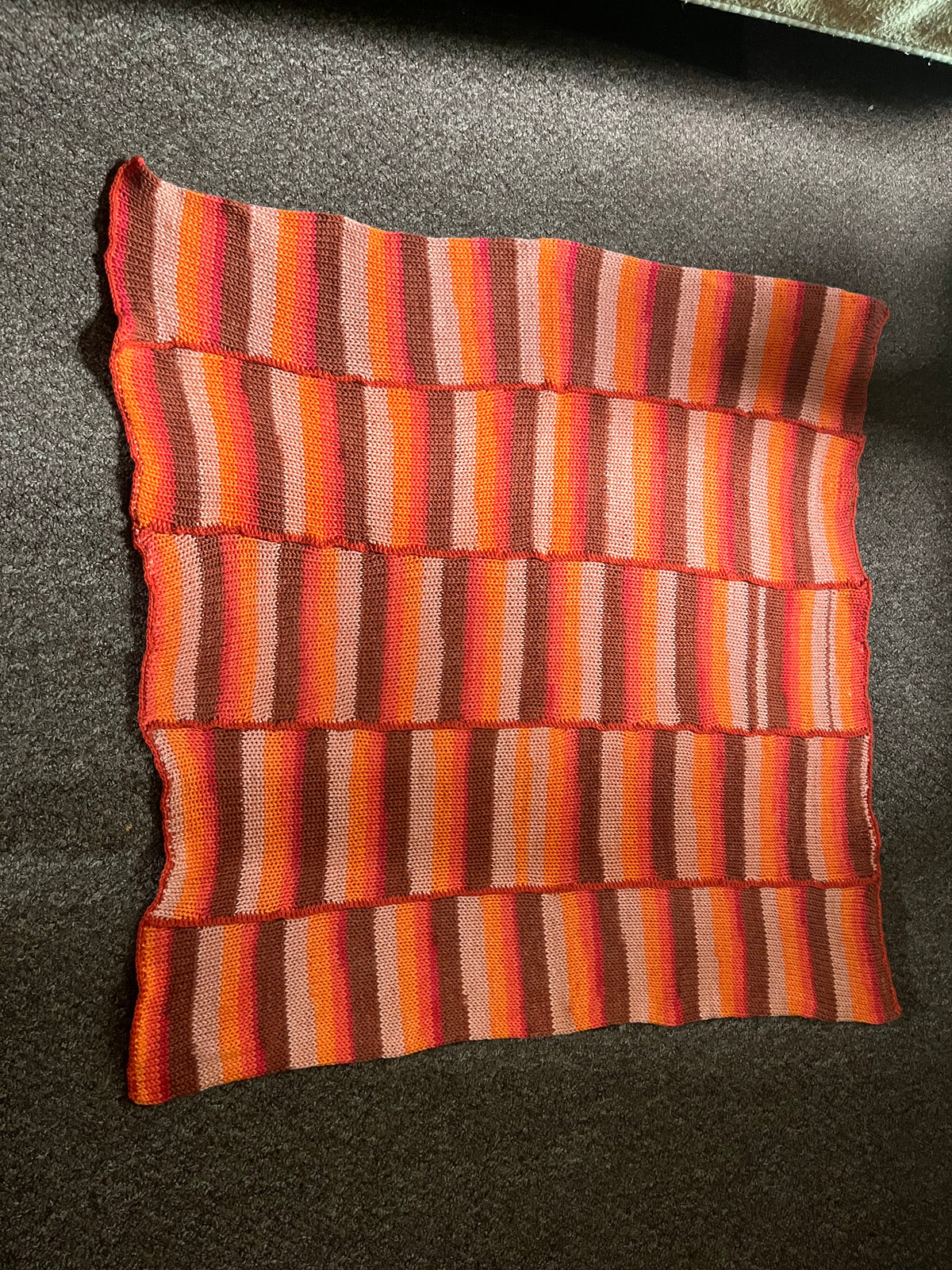 Beautiful Autumn striped knitted blanket 1.2M x 1.2M