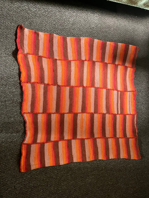 Beautiful Autumn striped knitted blanket 1.2M x 1.2M