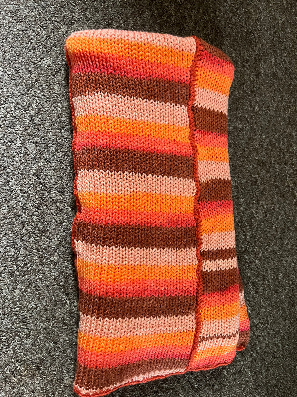 Beautiful Autumn striped knitted blanket 1.2M x 1.2M