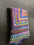 Beautiful jelly bean coloured crocheted blanket 1.3M x 1.3M
