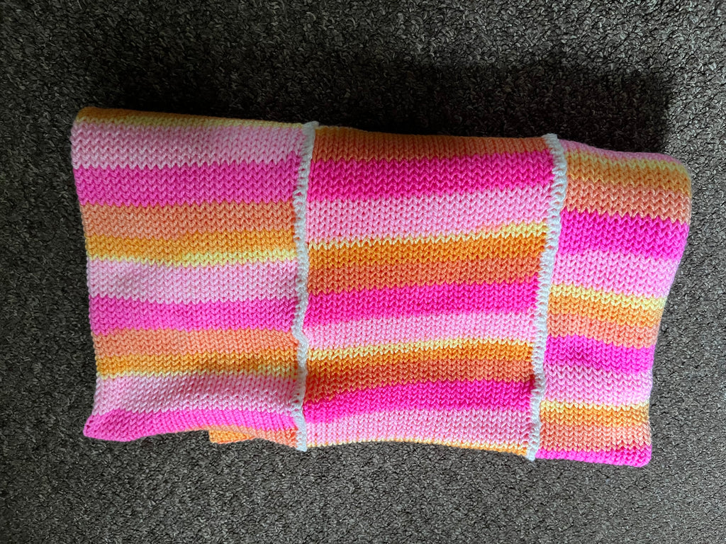 Fruit salad coloured knitted blanket 1.2M x 1.2M