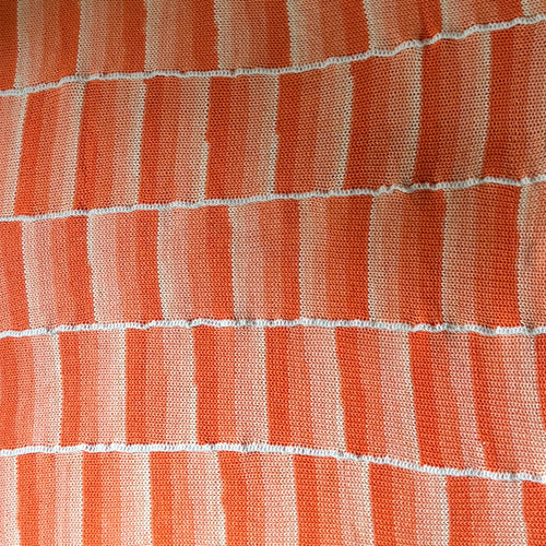 A beautiful orange striped knitted blanket 1.2M x 1.2M