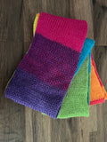 Rainbow coloured Hand knitted scarf extra long 2.5m in length