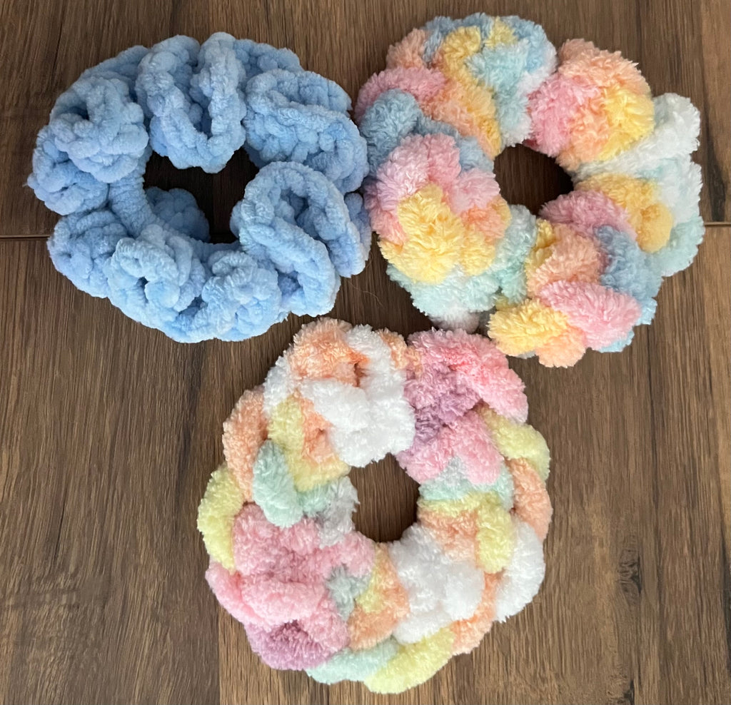 Pack of 3 hand made chenille scrunchies