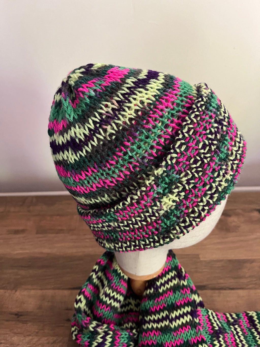 Adult hat, long scarf 180cm and glove set in bright wicked colours
