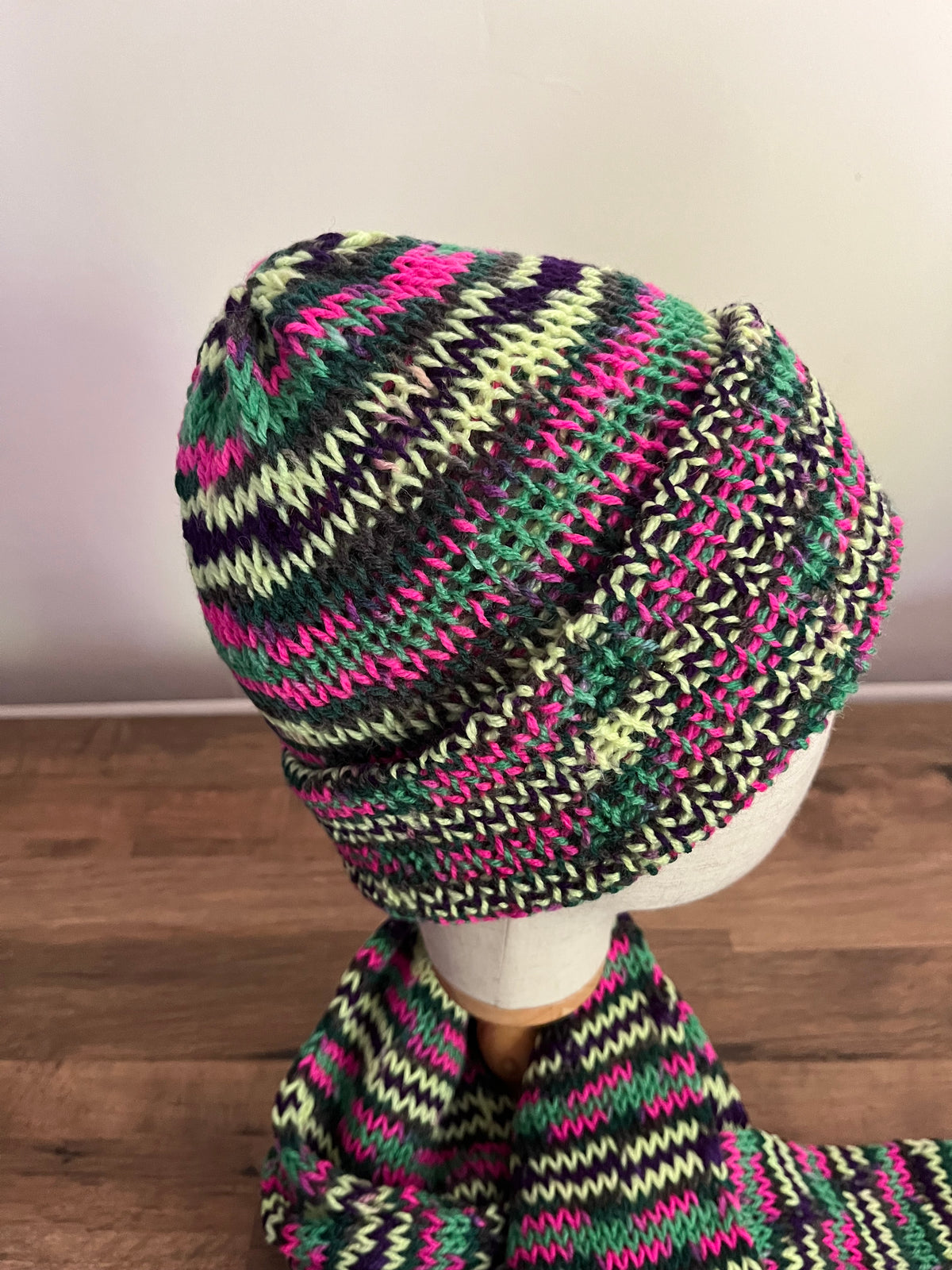 Adult hat, long scarf 180cm and glove set in bright wicked colours