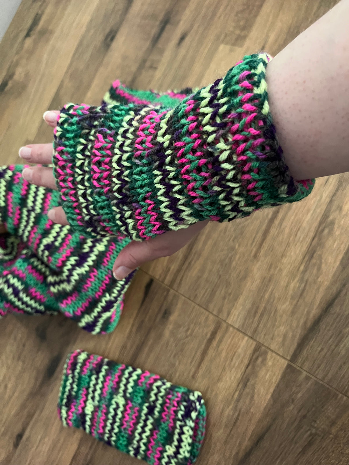Adult hat, long scarf 180cm and glove set in bright wicked colours