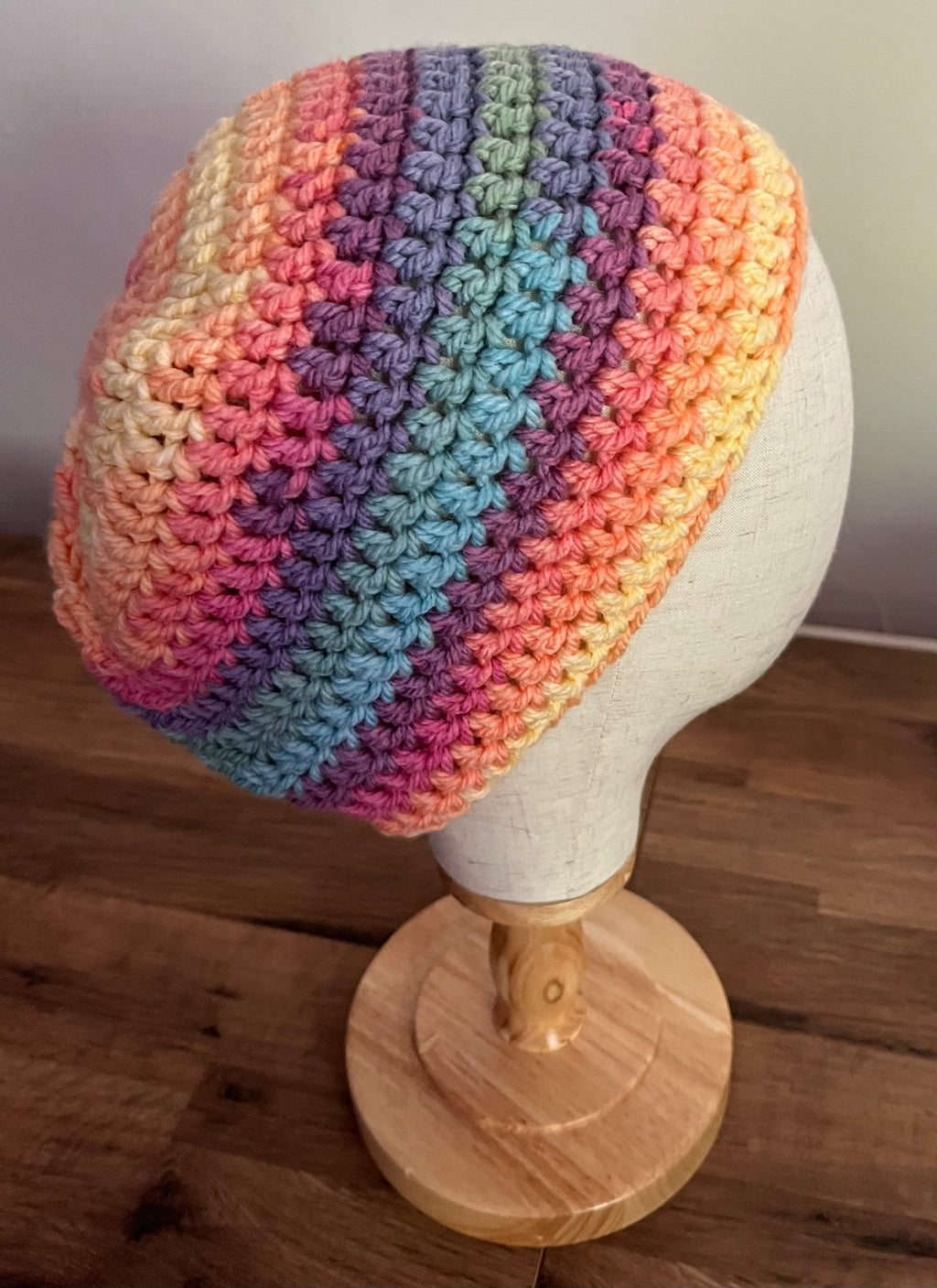 Pastel rainbow kids slouchy hat