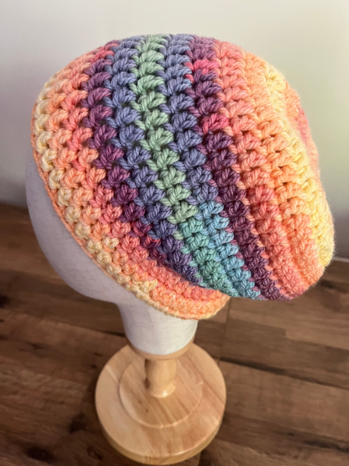 Pastel rainbow kids slouchy hat