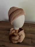 Coffee coloured knitted hat and cowl