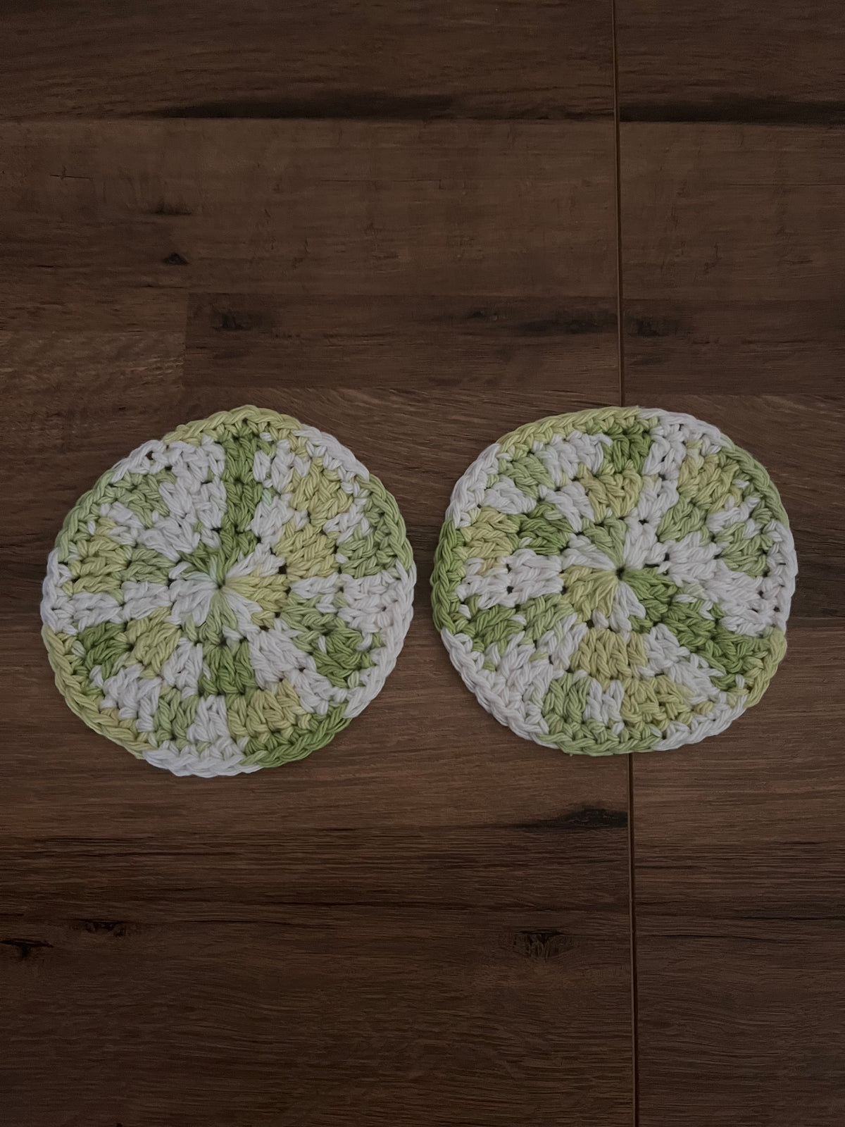 Pack of 2 Handmade cotton crocheted coasters in various styles and colours