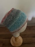 Handmade knitted kids ear warmer in blues,grey and coral