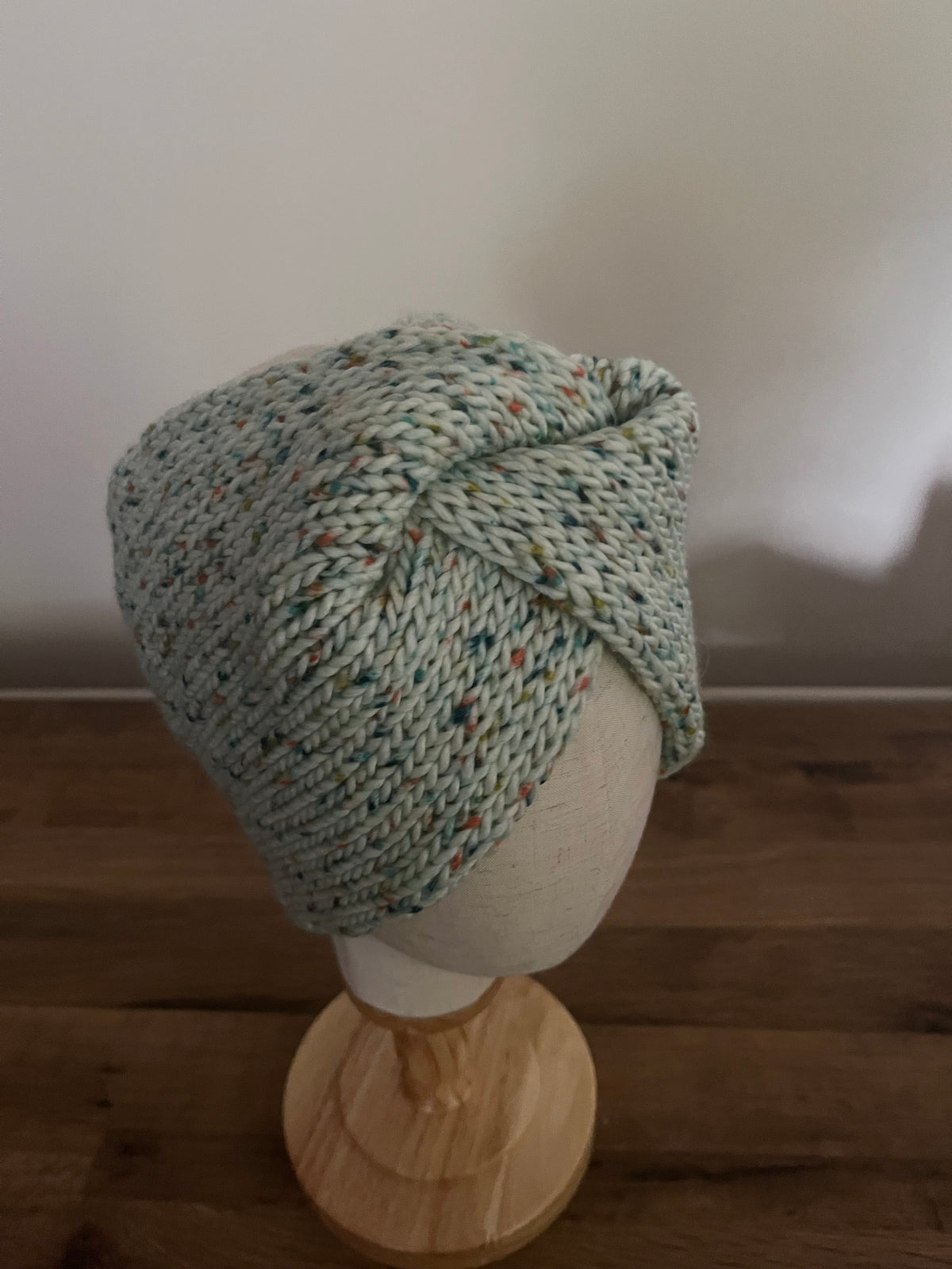 Wide dotted hand knitted ear warmers