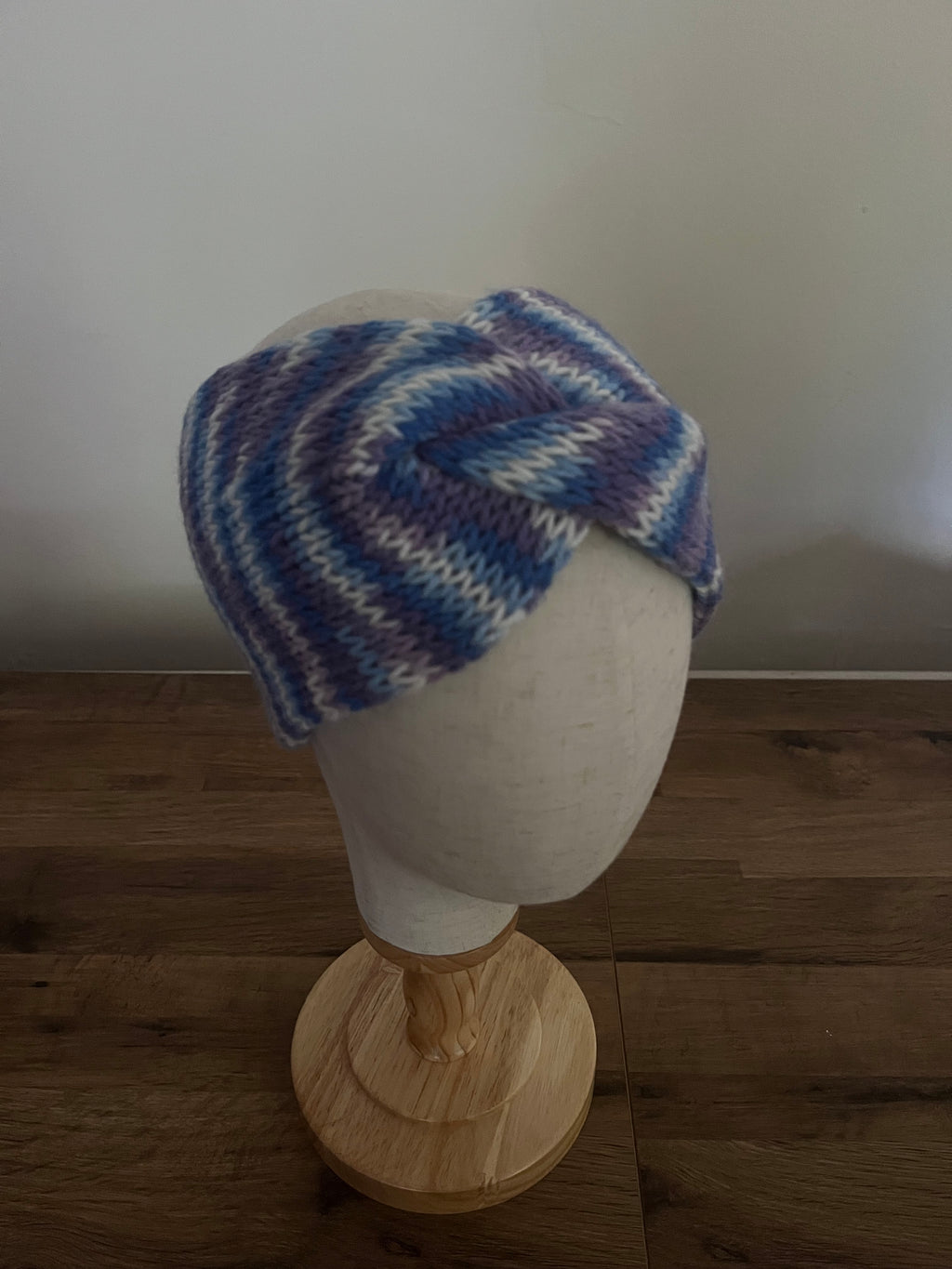 Handmade knitted blue/purple ear warmer
