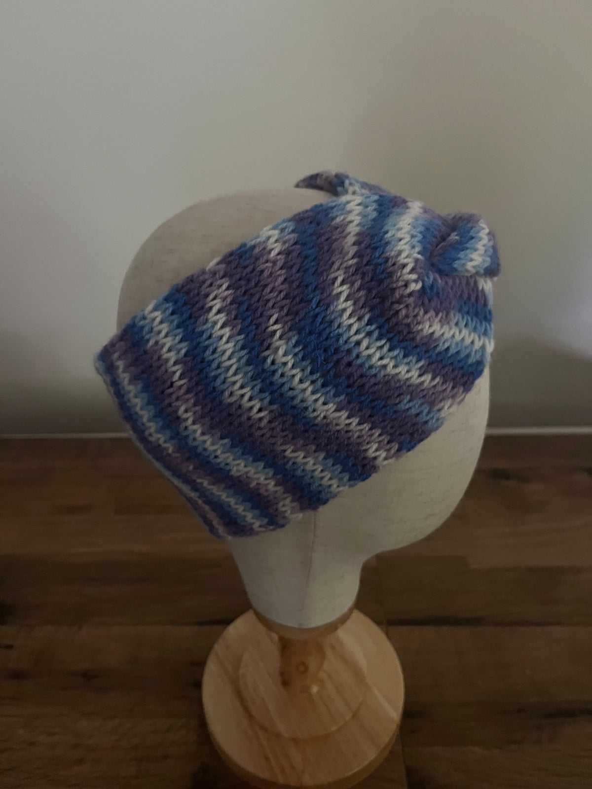 Handmade knitted blue/purple ear warmer