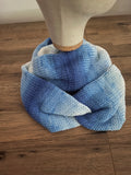 Blue and white hand made knitted infinity scarf