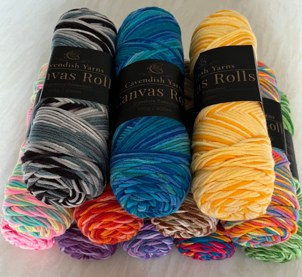 Cavendish yarns canvas rolls 100g, 200m, 100% acrylic, light Aran