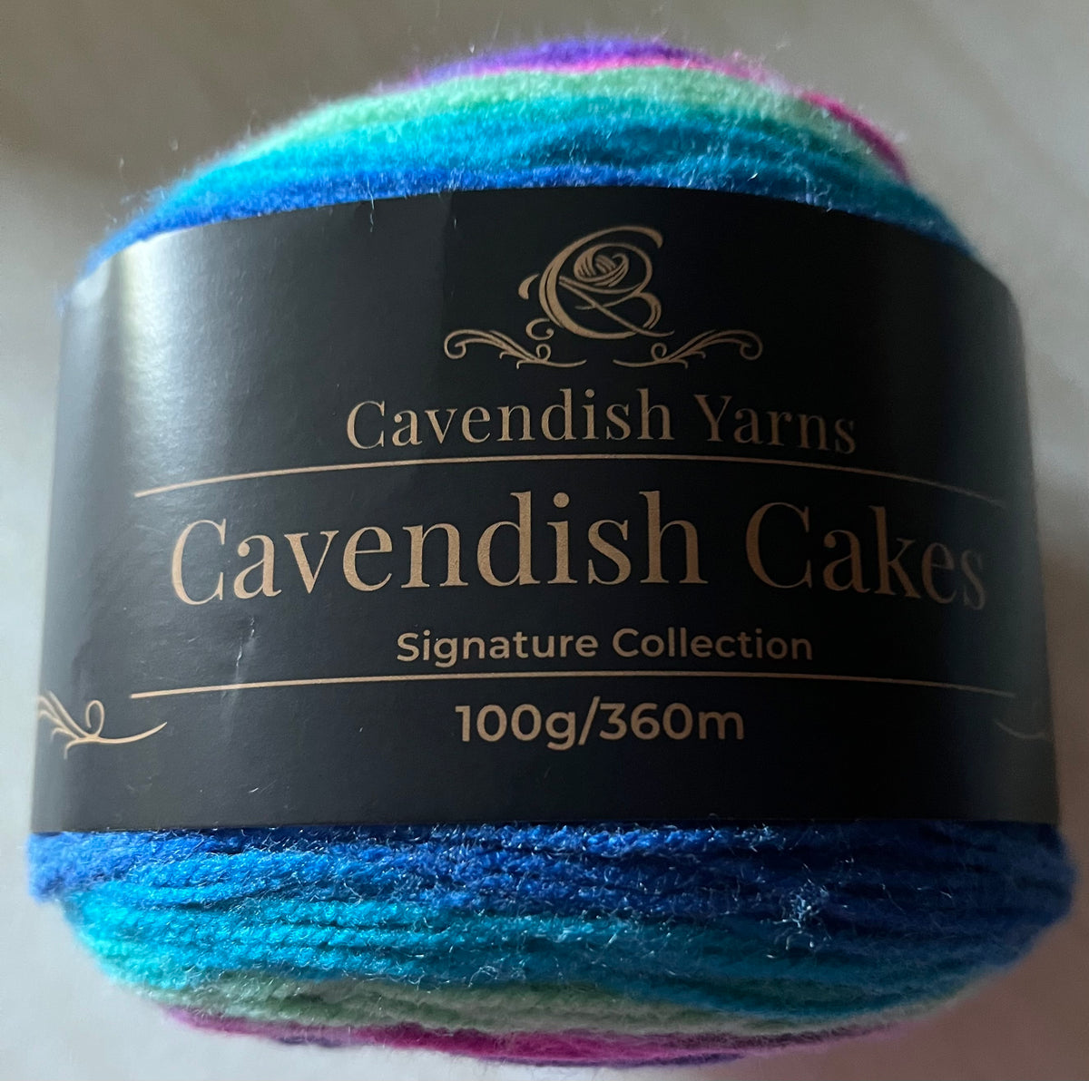 Cavendish yarns cakes 100g, 360m, 100% acrylic double knit